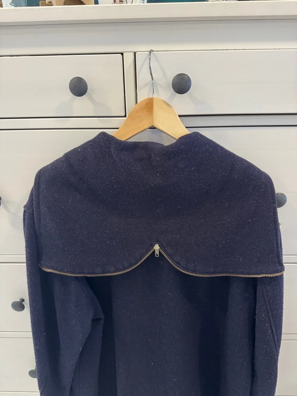 Vintage Midshipman Coat Navy Military Zip-Up Hoodie w/ Gold USNA Appliqué READ